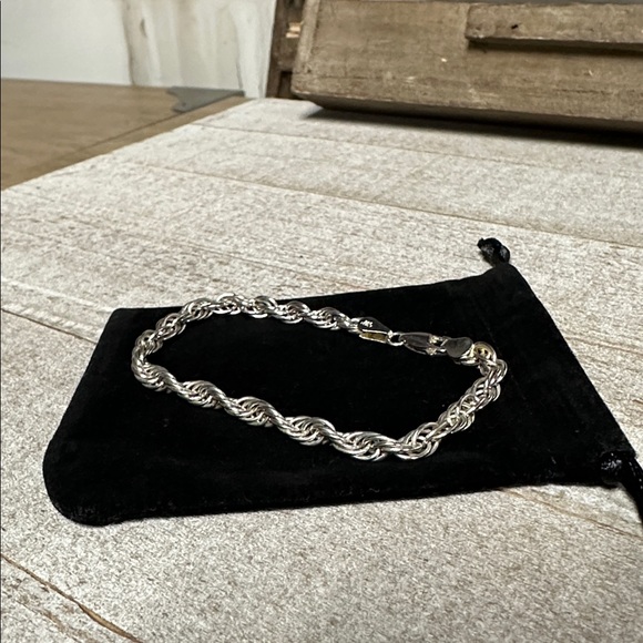 925 sterling silver great shape solid Italian twisted rope stamped SU bracelet - Picture 2 of 6